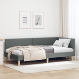 Corner Bed Frame Dark Grey 90 cm x 190 cm Fabric and Plywood - Front View
