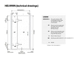 120cm Wall-to-Wall Frameless Shower Screen with Black Brackets, SS Hinges & F-Brackets and Floor F-Bracket - Side View