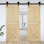 Cross Door NARVIK 80x210cm Solid Pine Wood (Untreated) Natural