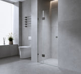 110cm Frameless Wall-to-Wall Shower Screen with Nickel Brackets & Brass Hinges &ndash; U-Brackets