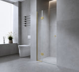 90cm Wall to Wall Frameless Shower Screen &ndash; Black Wall Channel and Floor Channel with SS Hinges for Contemporary Style