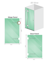 110cm Frameless Wall-to-Wall Shower Screen &ndash; White Wall Channel with Brass Hinges