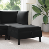 Sofa Stool with Storage Black Velvet - Front View
