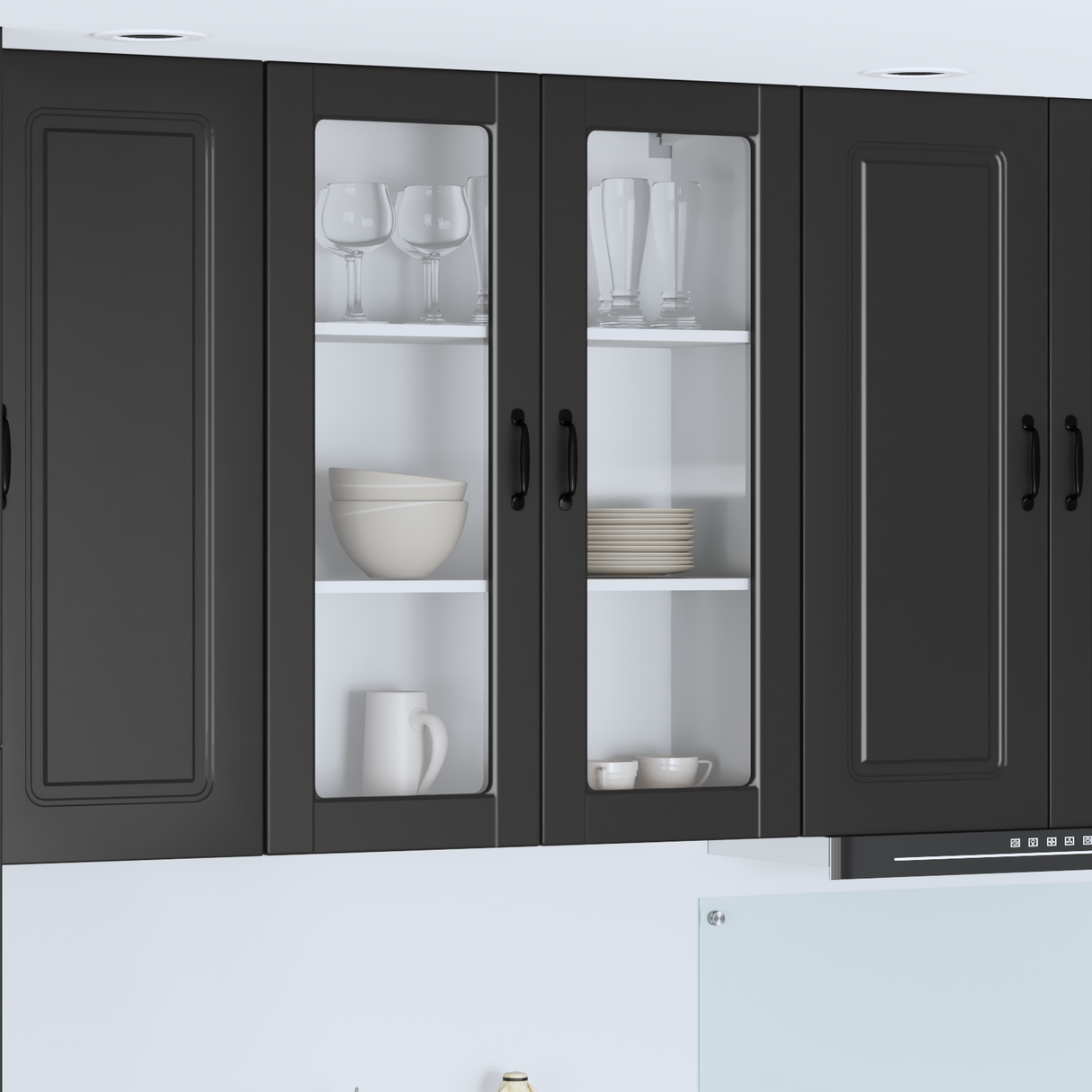 Wall Glass Cabinet PORTO Black 80 x 31 x 100 cm Engineered Wood