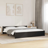 Bed Frame without Mattress Black Solid Wood 183x203 cm King - Front View