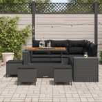 Garden Sofa Set 9 pcs 8-Seater Black Poly Rattan