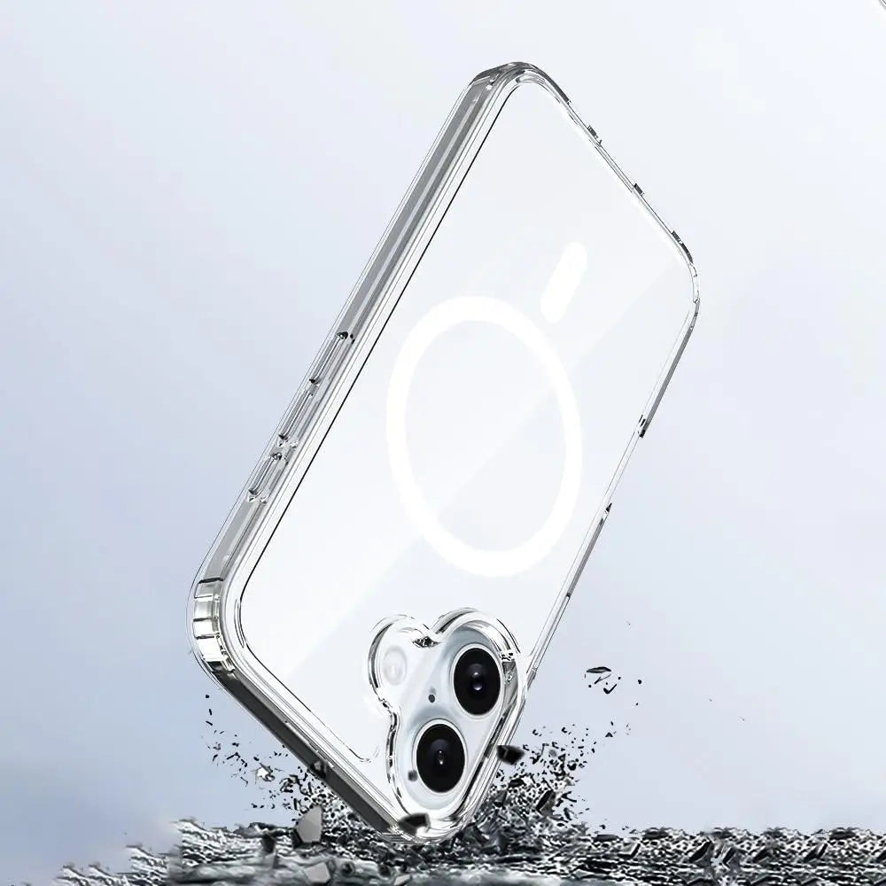 Strong Magnetic Magsafe Case For iPhone 16e 16 15 14 13 12 11 Pro Max Plus Mini Hybrid Hard Cover Silicon Clear Shell Shockproof