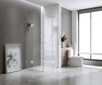 90x100cm Double Door Corner Shower &ndash; Gunmetal F-Brackets with SS Hinges for Contemporary Bathrooms
