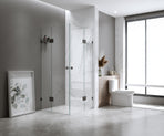 120x120cm Double Door Corner Shower &ndash; Gold F-Brackets with Brass Hinges for Modern Bathrooms