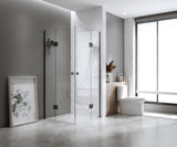 90x100cm Double Door Corner Shower with Chrome Channels and Brass Hinges