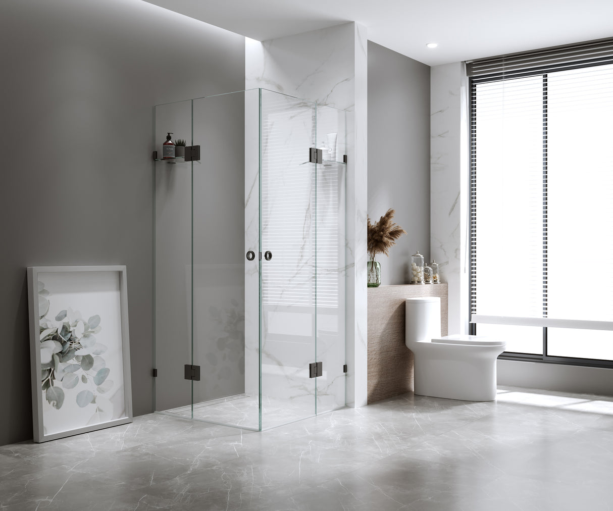 100x120cm Double Door Corner Shower &ndash; Nickel U-Brackets with Brass Hinges for Modern Bathrooms