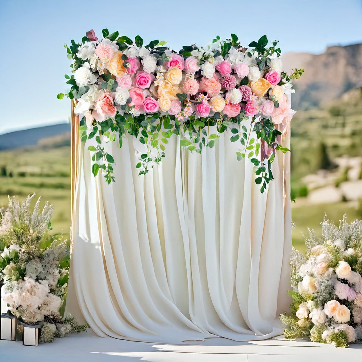 1M Artificial Flower Runner Arrangement Panel Wall Rose DIY Wedding Party D&eacute;cor