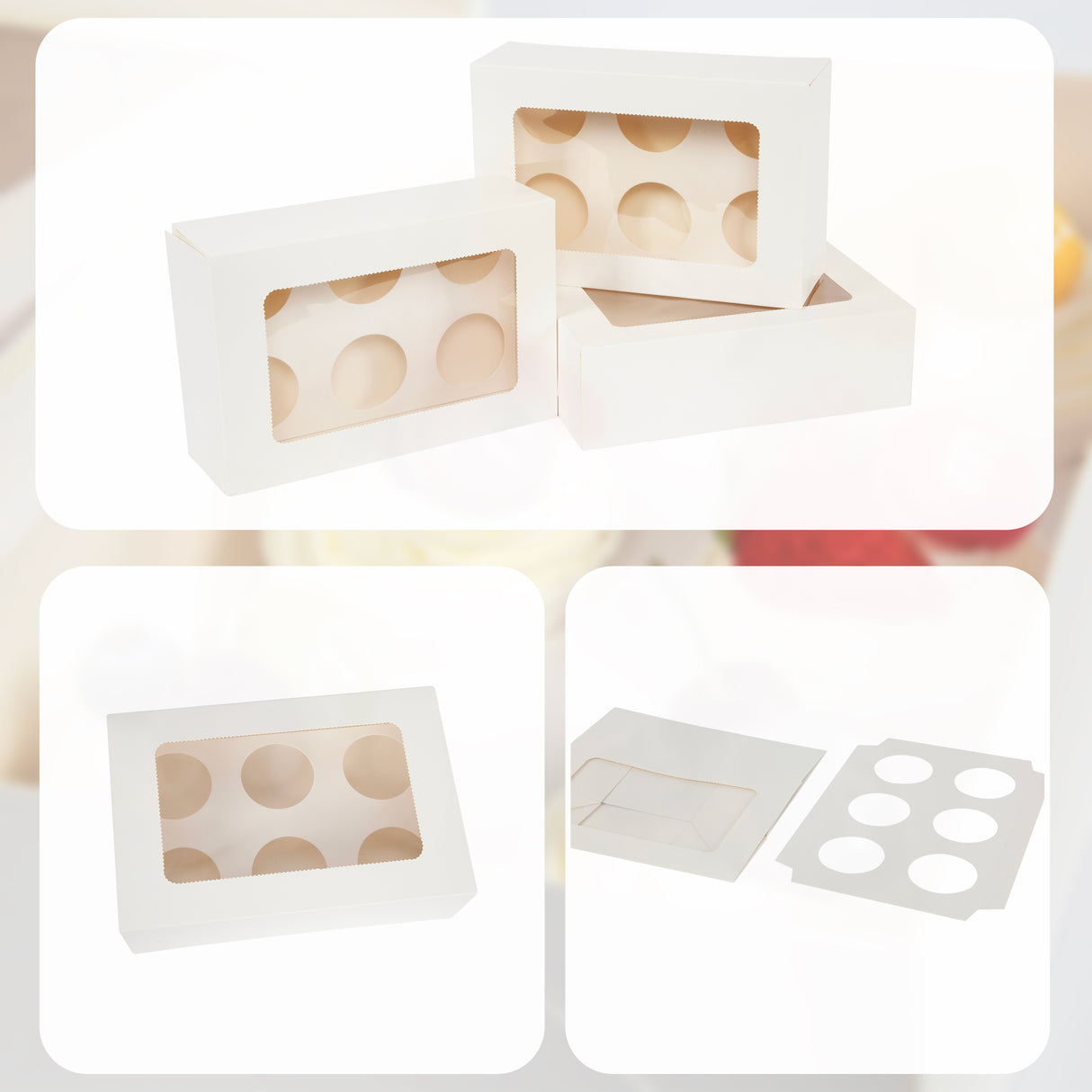 Cupcake Box 6 Holes Window Cake Party Favour 100 Boxes