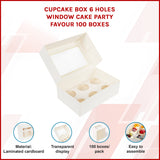 Cupcake Box 6 Holes Window Cake Party Favour 100 Boxes
