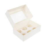 Cupcake Box 6 Holes Window Cake Party Favour 100 Boxes - 45-Degree Angle