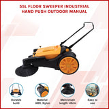 55L Floor Sweeper Industrial Hand Push Outdoor Manual - Close-Up Angle