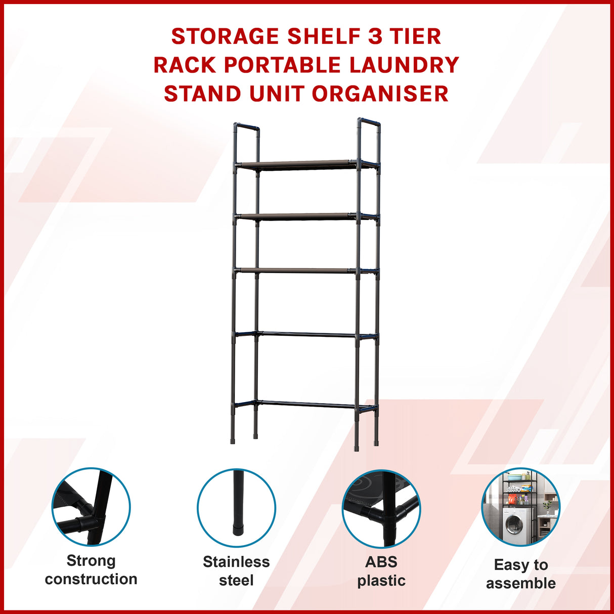 Storage Shelf 3 Tier Rack Portable Laundry Stand Unit Organiser