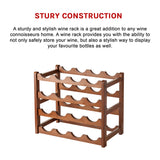 Bamboo Wine Rack Free Standing 15 Bottles with 6 Glasses Holder Storage in Brown - Extra Image