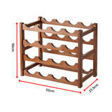 Bamboo Wine Rack Free Standing 15 Bottles with 6 Glasses Holder Storage in Brown