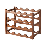 Bamboo Wine Rack Free Standing 15 Bottles with 6 Glasses Holder Storage in Brown - 45-Degree Angle