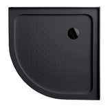 90x90cm Rounded Curved Shower Base in Black - Side View