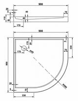90x90cm Rounded Curved Shower Base in White - Side View