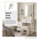 Dressing Table LED Makeup Mirror Stool Set Vanity Desk With Drawer Lighted