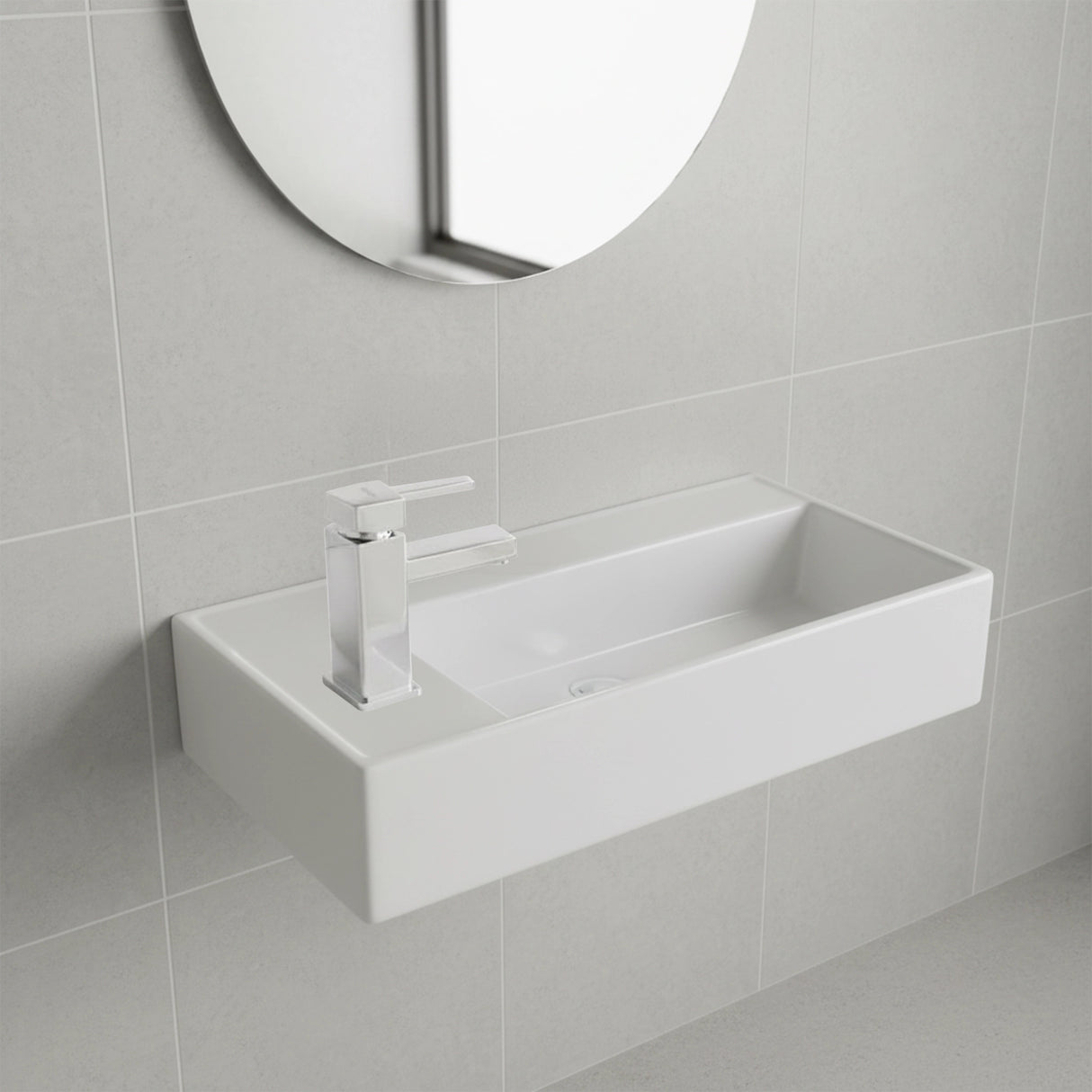 Small Compact Bathroom Cloakroom Hand Wash Basin Sink Ceramic Wall Hung
