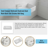 Small Compact Bathroom Cloakroom Hand Wash Basin Sink Ceramic Wall Hung - Rear View