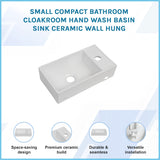 Small Compact Bathroom Cloakroom Hand Wash Basin Sink Ceramic Wall Hung