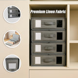 4PCS Foldable Bed Sheet Set Organizer Fabric Storage Bins with Handle Storage Box