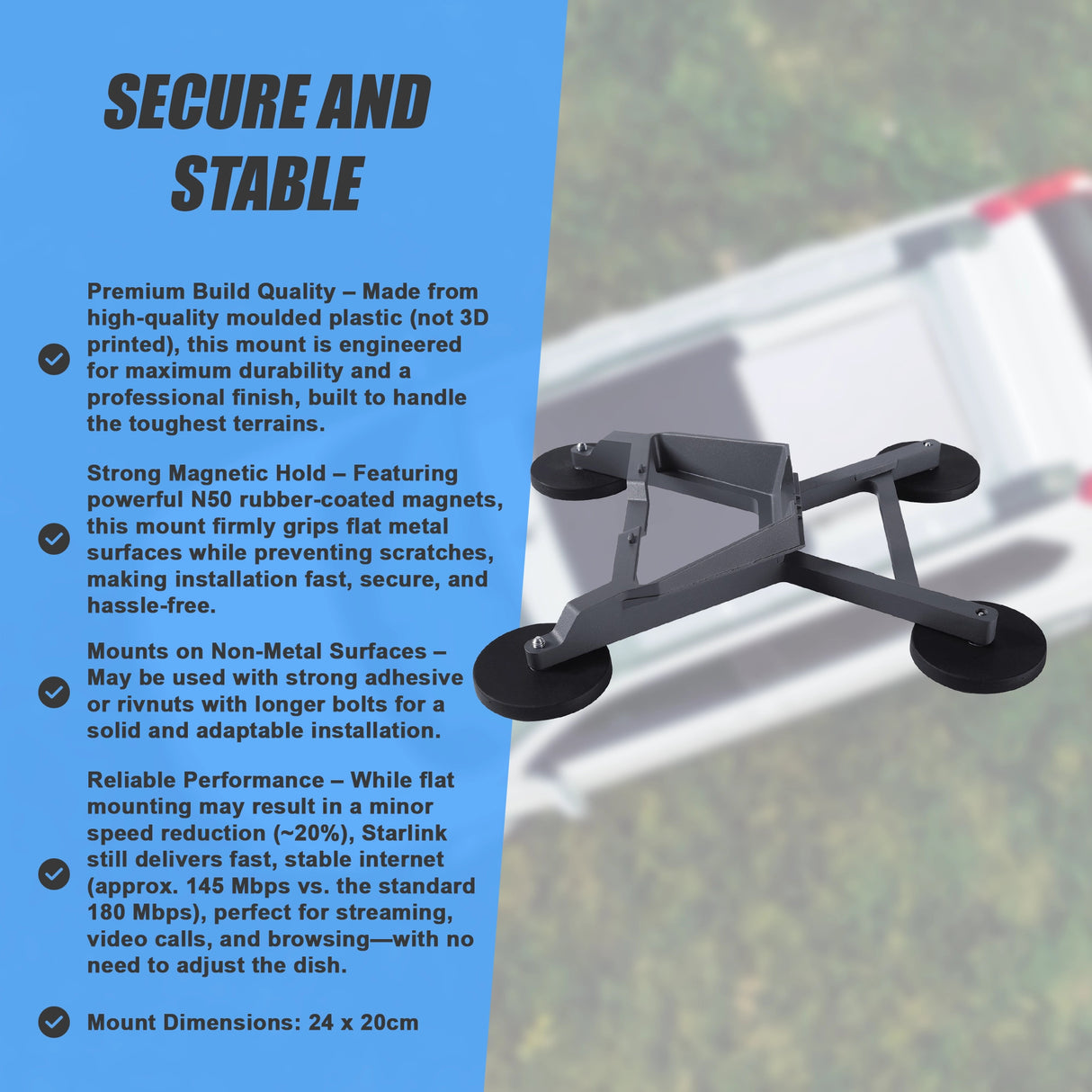 Flat Magnet Mount Starlink Mini Compatible