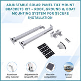 Adjustable Solar Panel Tilt Mount Brackets Kit &ndash; Roof, Ground & Boat Mounting System for Secure Installation - Rear View