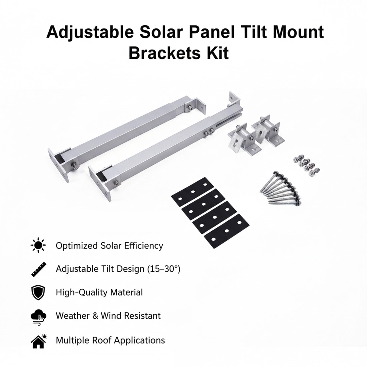 Adjustable Solar Panel Tilt Mount Brackets Kit &ndash; Roof, Ground & Boat Mounting System for Secure Installation
