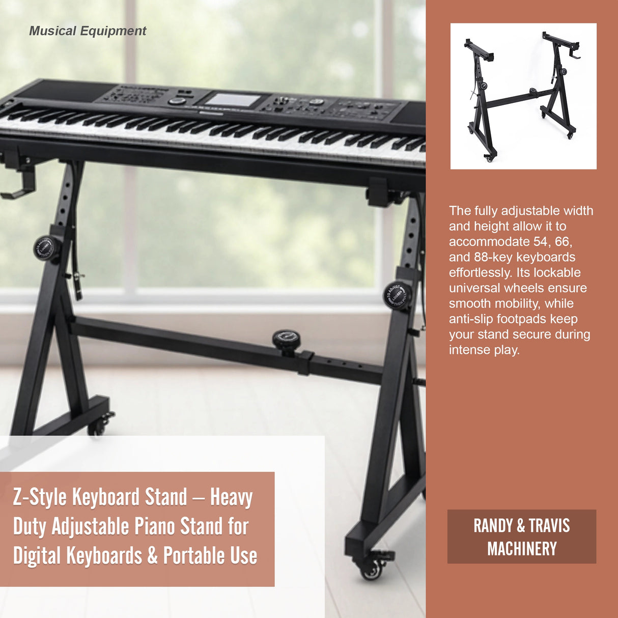 Z-Style Keyboard Stand &ndash; Heavy Duty Adjustable Piano Stand for Digital Keyboards & Portable Use