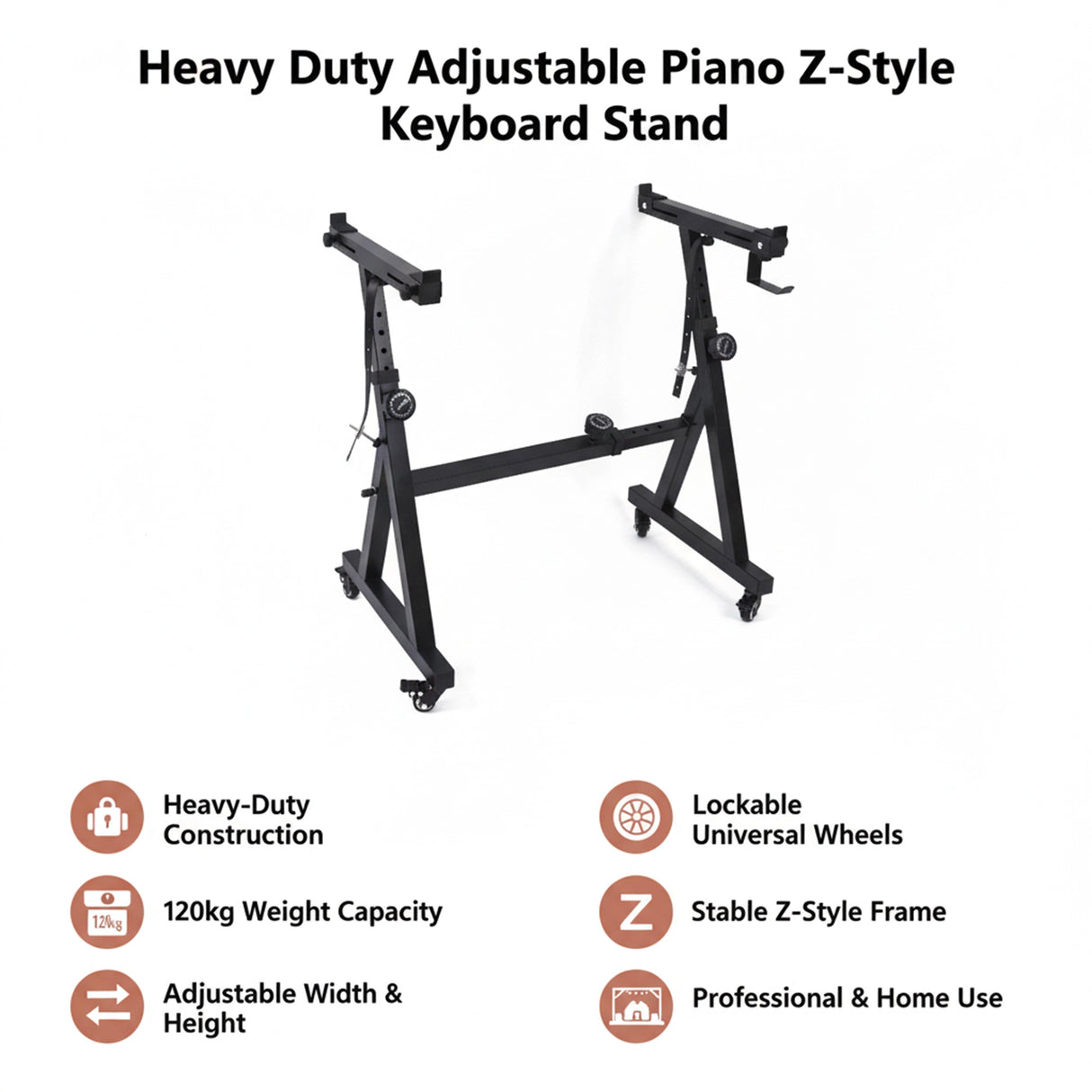 Z-Style Keyboard Stand &ndash; Heavy Duty Adjustable Piano Stand for Digital Keyboards & Portable Use