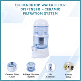 16L Benchtop Water Filter Dispenser &ndash; Ceramic Filtration System - Front View