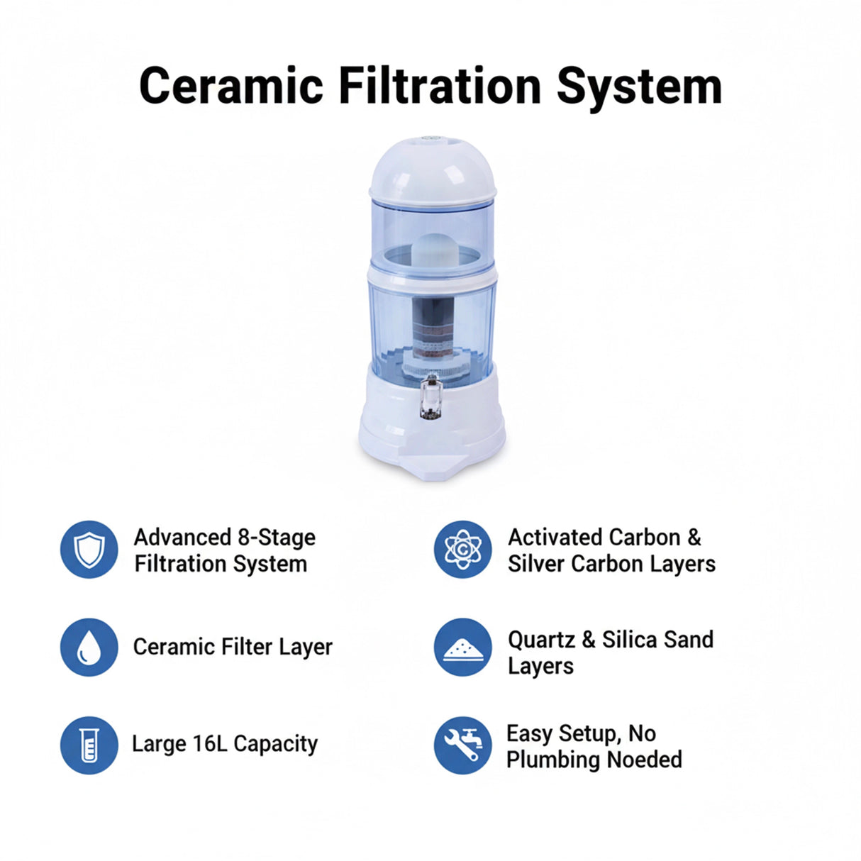 16L Benchtop Water Filter Dispenser &ndash; Ceramic Filtration System