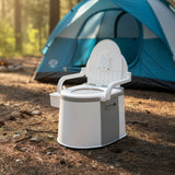 19L Camping Portable Toilet &ndash; Outdoor & Indoor Travel Commode Potty with Built-In Tissue Box - Side View