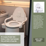 19L Camping Portable Toilet &ndash; Outdoor & Indoor Travel Commode Potty with Built-In Tissue Box