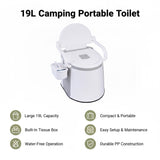 19L Camping Portable Toilet &ndash; Outdoor & Indoor Travel Commode Potty with Built-In Tissue Box - Close-Up Angle