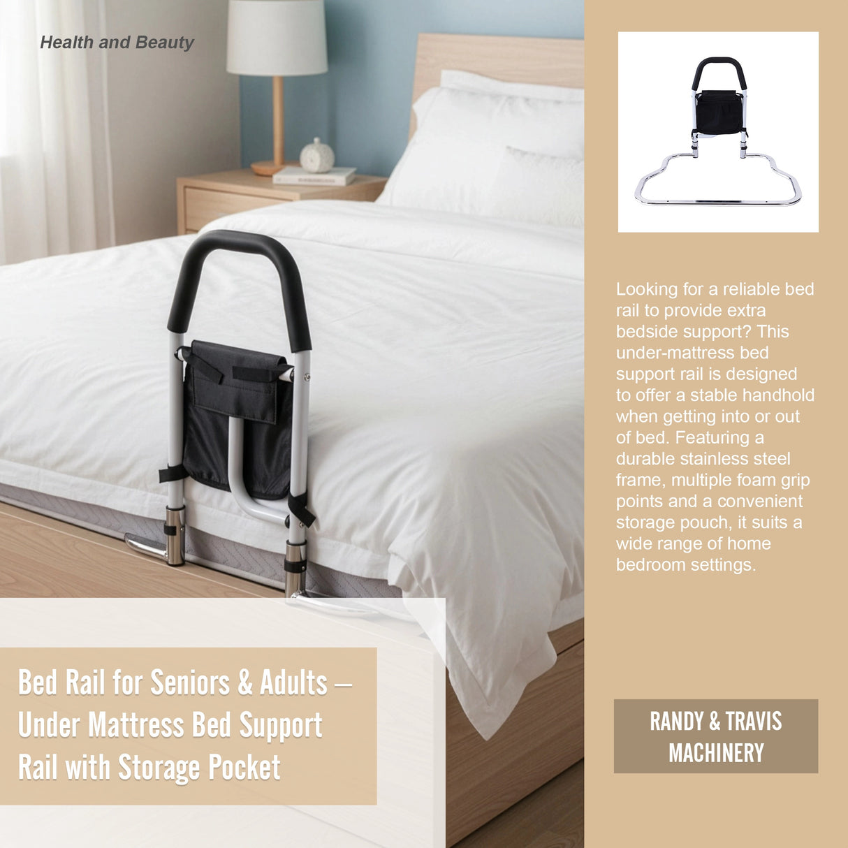 Bed Rail for Mobility &ndash; Support Assist Bar for Seniors, Adults and Patients