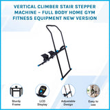 Vertical Climber Stair Stepper Machine &ndash; Full Body Home Gym Fitness Equipment NEW VERSION - Rear View