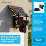 9MP Wireless Solar Camera WIFI Security Outdoor Battery PTZ CCTV Home House V380