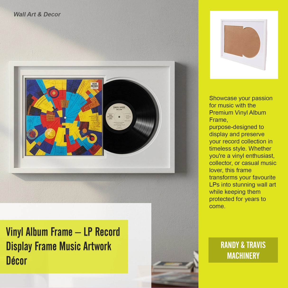Vinyl Album Frame &ndash; LP Record Display Frame Music Artwork D&eacute;cor