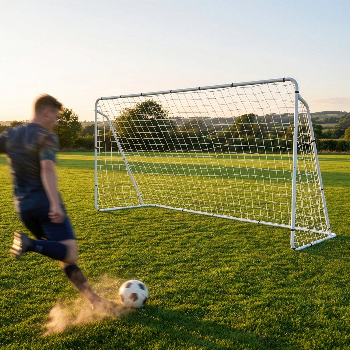 3.6m x 1.8m Portable Soccer Goal Net Steel Post Frame Backyard Football Training Set