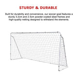 3.6m x 1.8m Portable Soccer Goal Net Steel Post Frame Backyard Football Training Set - Low Angle