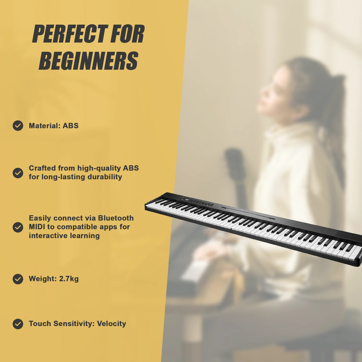 Folding Digital Piano 88 Key Velocity-Sensitive + Carry Case Pedal