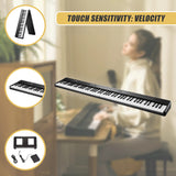 Folding Digital Piano 88 Key Velocity-Sensitive + Carry Case Pedal - Low Angle