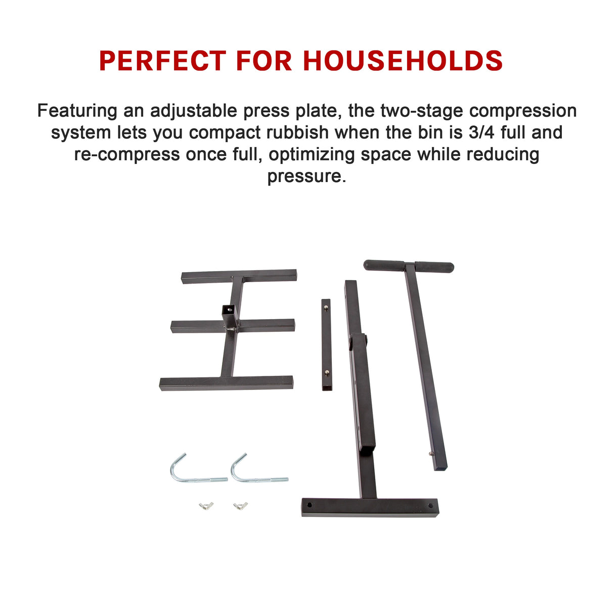 Wheelie Bin Compactor Manual Press Household Rubbish Trash Recycling Bins